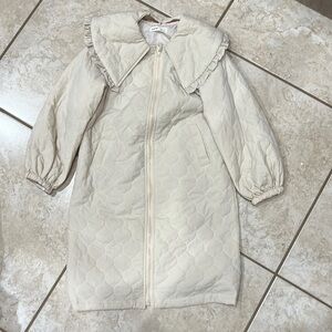 Tween Girls Quilted Coat with Removable Ruffle Portrait collar size 9